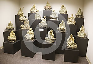 Japanese Marble Buddah statues on display in a Museum