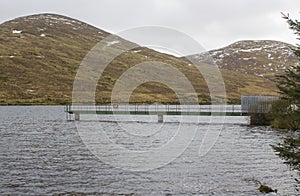 The small jetty and inspection platform at the Fofanny Water Treatment Works in the Western Mourne Mountians