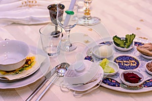 Small Jewish Passover Seder dinner in the Covid-19 Corona era