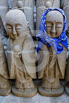 Small Jizo Statues at Hase-dera Temple in kama Kura