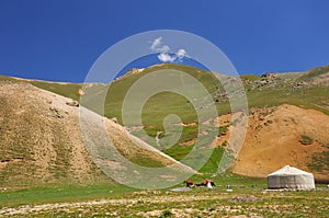 Small jurt in mountains