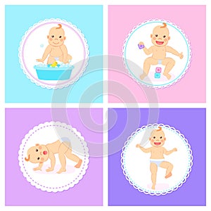 Baby Crawling and Dancing, Active Children Set photo