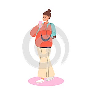 Small kid girl using smartphone playing games or surfing social media websites