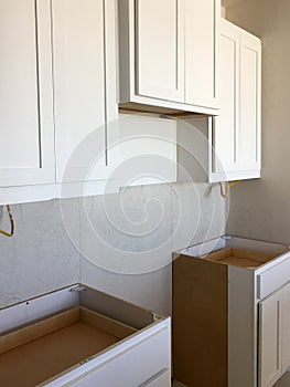 A small kitchen of new house construction