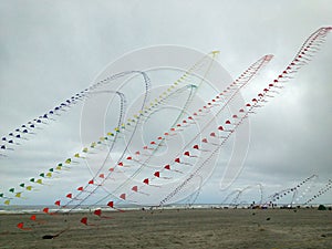 Small Kites in an Arch at the Beach