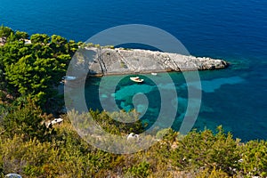 Small lagoon and stone spit. Adriatic Sea