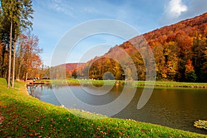 small lake in autumn park