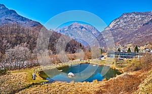 The small lake in Frasco, Valle Verzasca, Switzerland photo