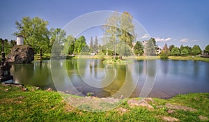 Small lake in Liptovsky Hradok near the castle