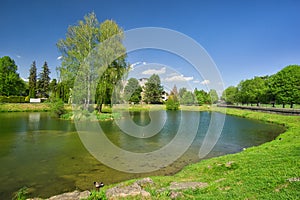 Small lake in Liptovsky Hradok near the castle