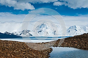 Small lake on the pass in Andes