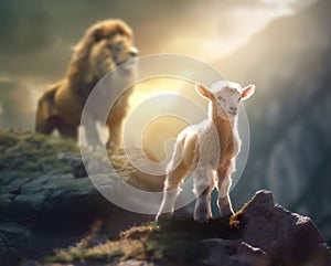 Lamb is bold because Lion is near photo