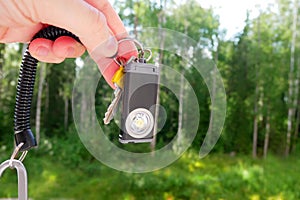 A small lantern for everyday life. Small flashlight details and close-up