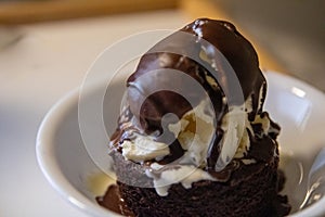 Small lava cake with ice cream