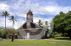 Small lava church celebrates Easter, Makena, Maui, Hawaii photo