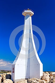 Small lighthouse in Zygi Marina. Cyprus.