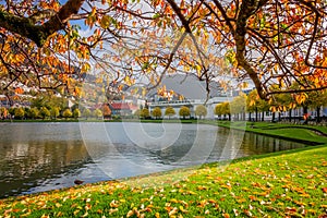 Small Lille Lungegardsvannet lake in Bergen