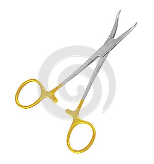 Small manicure scissors steel with gold handles