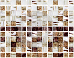 Small marble square tiles with brown color effects