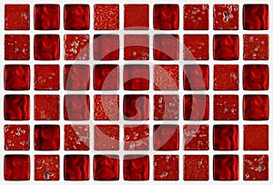 Small marble square tiles with red color effects