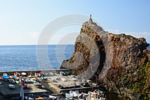 The small marina and Scoglio Ciamia. Framura. La Spezia province. Liguria. Italy