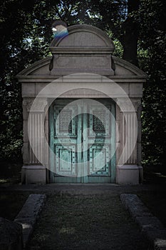 A small mausoleum at Sleepy Hollow Cemetary in Upstate New York