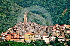 Small medieval town Castel Vittorio in Italy