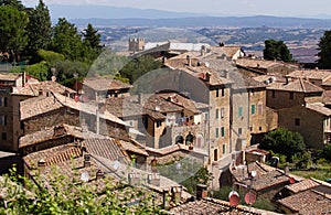 The small medieval village of Montalcino in Tuscany, Italy