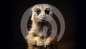 Small meerkat standing , staring at camera with alertness generated by AI