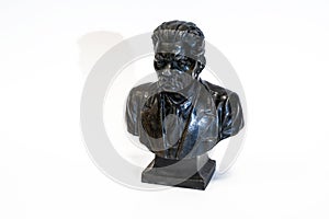 A small metal antique bust of the Soviet writer Maxim Gorky