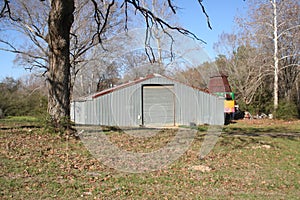 Small Metal Industrial Building Located in Rural Area