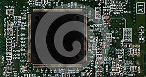 Small microprocessor, microcontroller chip on a generic modern desktop PC computer motherboard