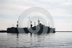 Small missile warship in the harbor, Baltic, Russia