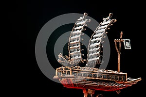 A of famous ancient Korean ironclad war ship. Korean turtle ship