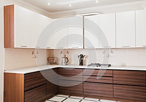 Small modern kitchen in bbrown colour