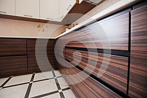 Small modern kitchen in bbrown colour