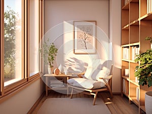 Small modern room near large window - ideal reading area