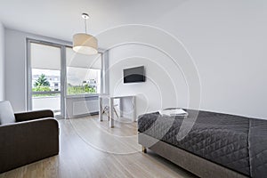 Small, modern sleeping room interior design