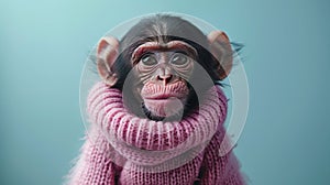 Small Monkey in Pink Sweater