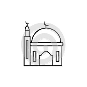 Small Mosque icon. Simple line, outline vector religion icons for ui and ux, website or mobile application