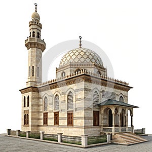 Small Mosque Islamic Landmark isolated on white background photo