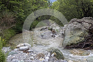 Small mountain river on a summer day Greece, Peloponnese