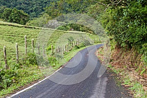 Small mountain road between pastures near Boquete, Panam