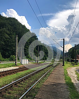 A small mountain station in a summer landscape, Timisu de Jos, Brasov, Romania