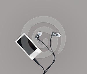 Small MP3 music player and earbuds