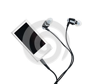 Small MP3 music player and earbuds