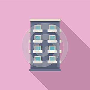 Small multistory building icon flat vector. Street office style