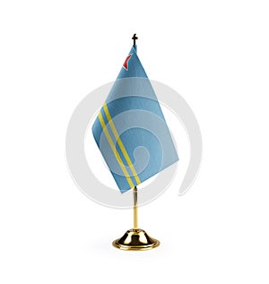 Small national flag of the Aruba on a white background