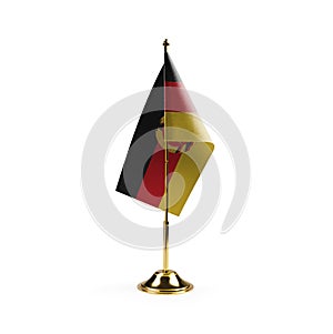 Small national flag of the DDR on a white background