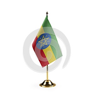 Small national flag of the Ethiopia on a white background